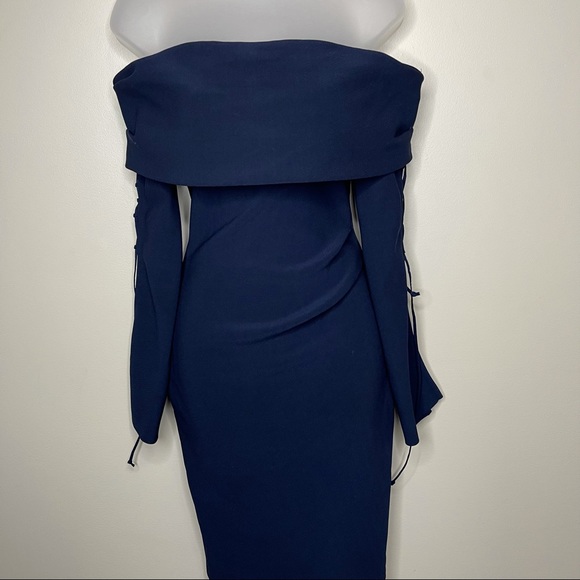 Bec + Bridge Off the Shoulders Midi Dress Navy 2 - Picture 2 of 11